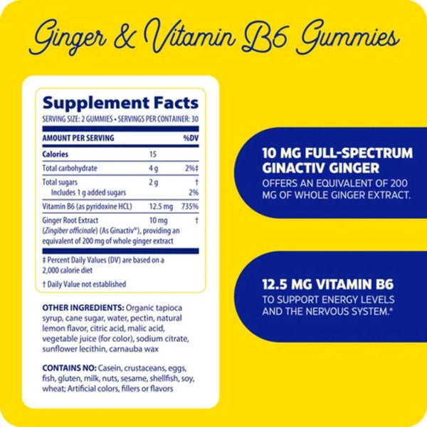 Enzymedica Ginger + Vitamin B6 - 60 Gummies