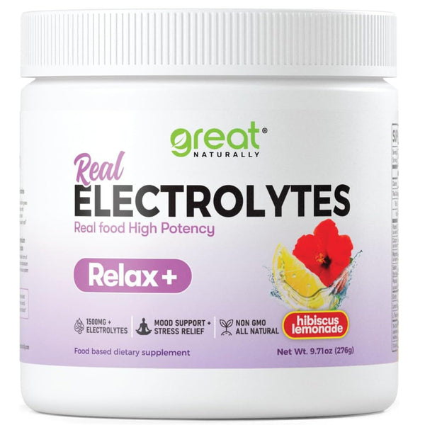 Great Naturally Real Electrolytes Relax – Hibiscus Lemonade Hydration &amp; Calm Support (11.9 oz)