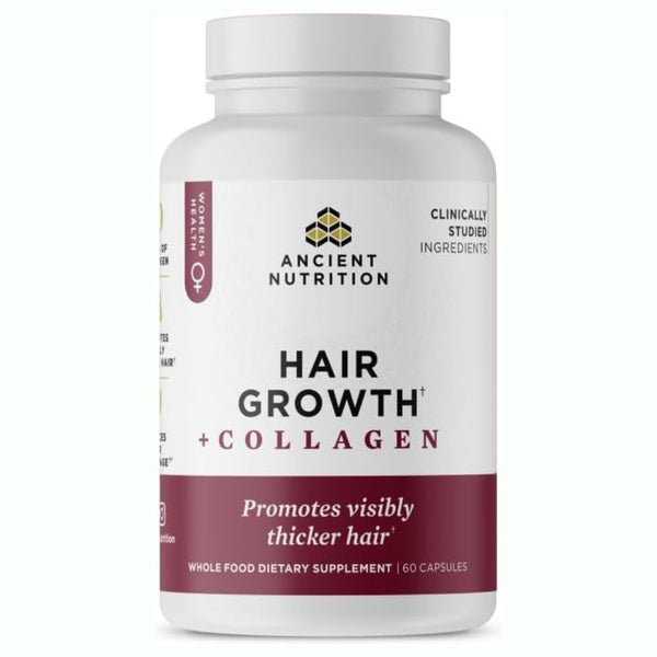 Ancient Nutrition Hair Growth + Hydrolyzed Collagen - 30 Servings - 60 Caps