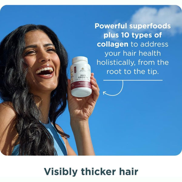 Ancient Nutrition Hair Growth + Hydrolyzed Collagen - 30 Servings - 60 Caps