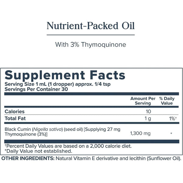 Heritage Store Black Seed Oil – 3% Thymoquinone for Potent Wellness Support - 1 fl oz