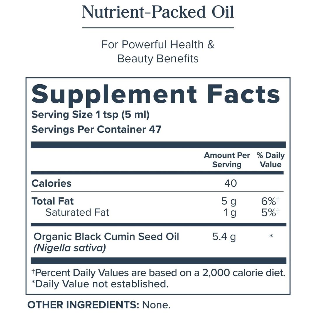 Heritage Store Organic Black Seed Oil – Cold Pressed Nigella Sativa for Immune, Heart & Beauty Support - 8 oz