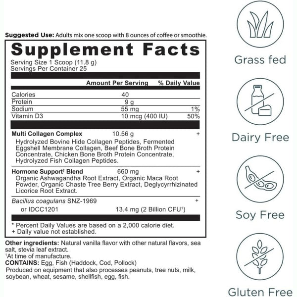 Ancient Nutrition Hormone Balance + Collagen Powder - 25 Servings - 10.4 oz