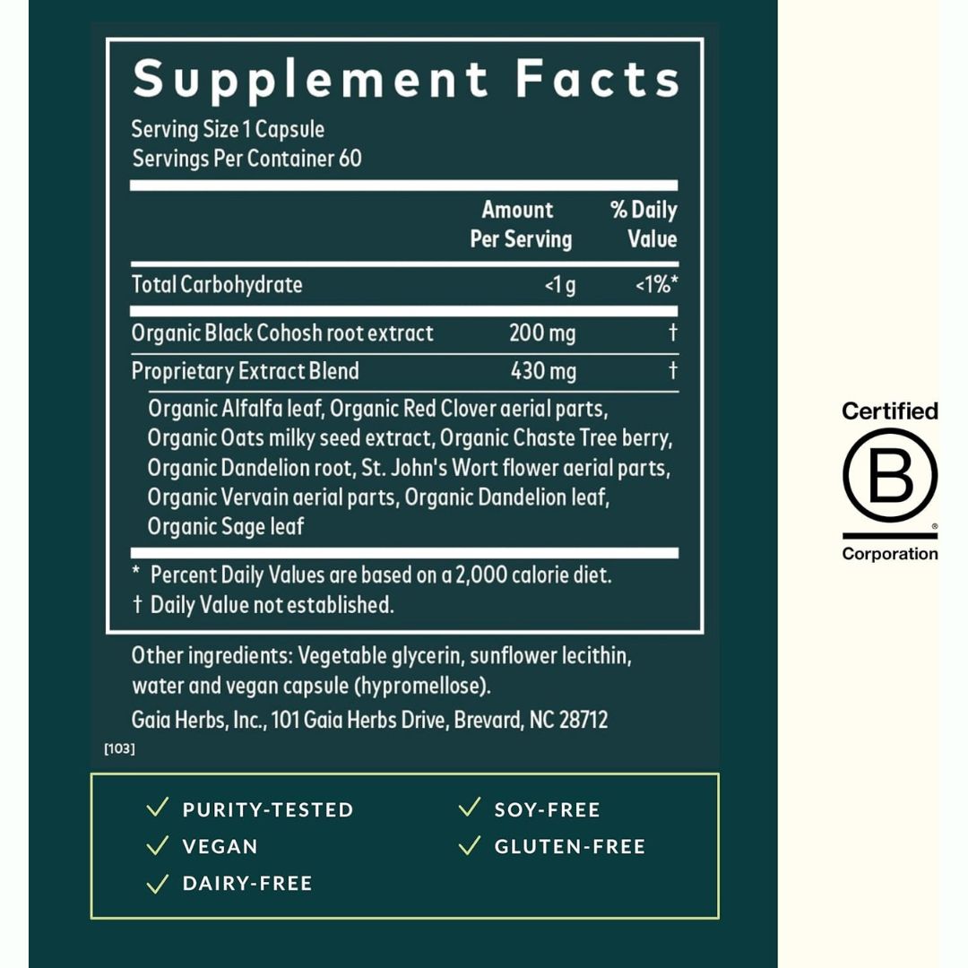 Gaia Herbs Women's Balance – Natural Hormone & Menopause Daytime Support - 60 Caps