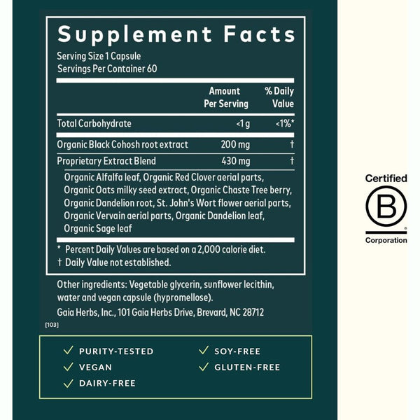 Gaia Herbs Women's Balance – Natural Hormone & Menopause Daytime Support - 60 Caps