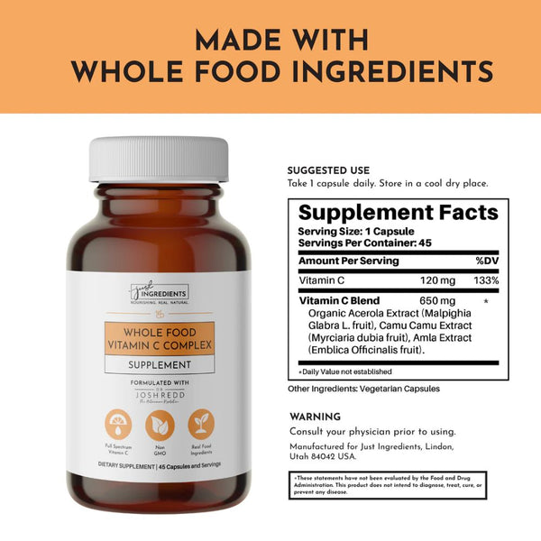 Just Ingredients Whole Food Vitamin C Complex - 46 Capsules