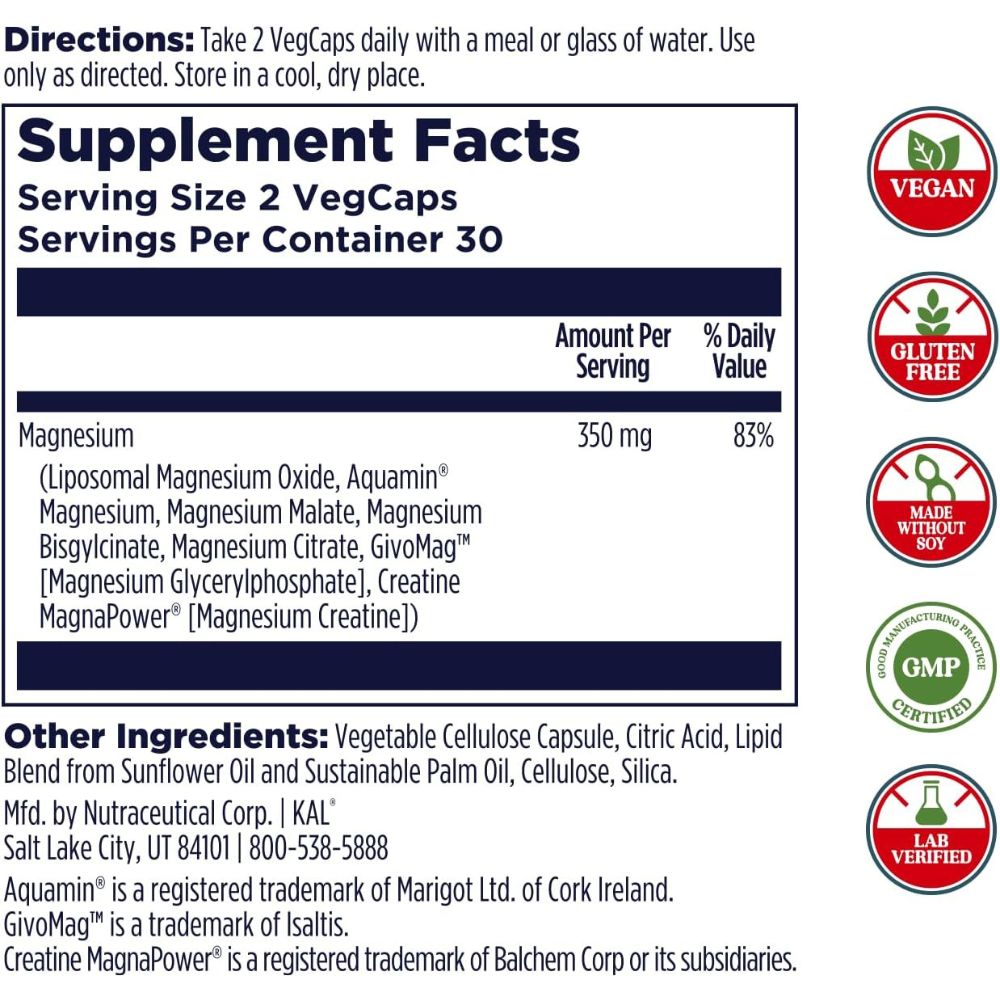 KAL MAGNESIUM 7 Complex 350MG 60 Count