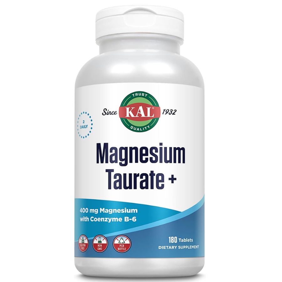 KAL Magnesium Taurate w Coenzyme B-6 - 400 mg  - 100 Tablets