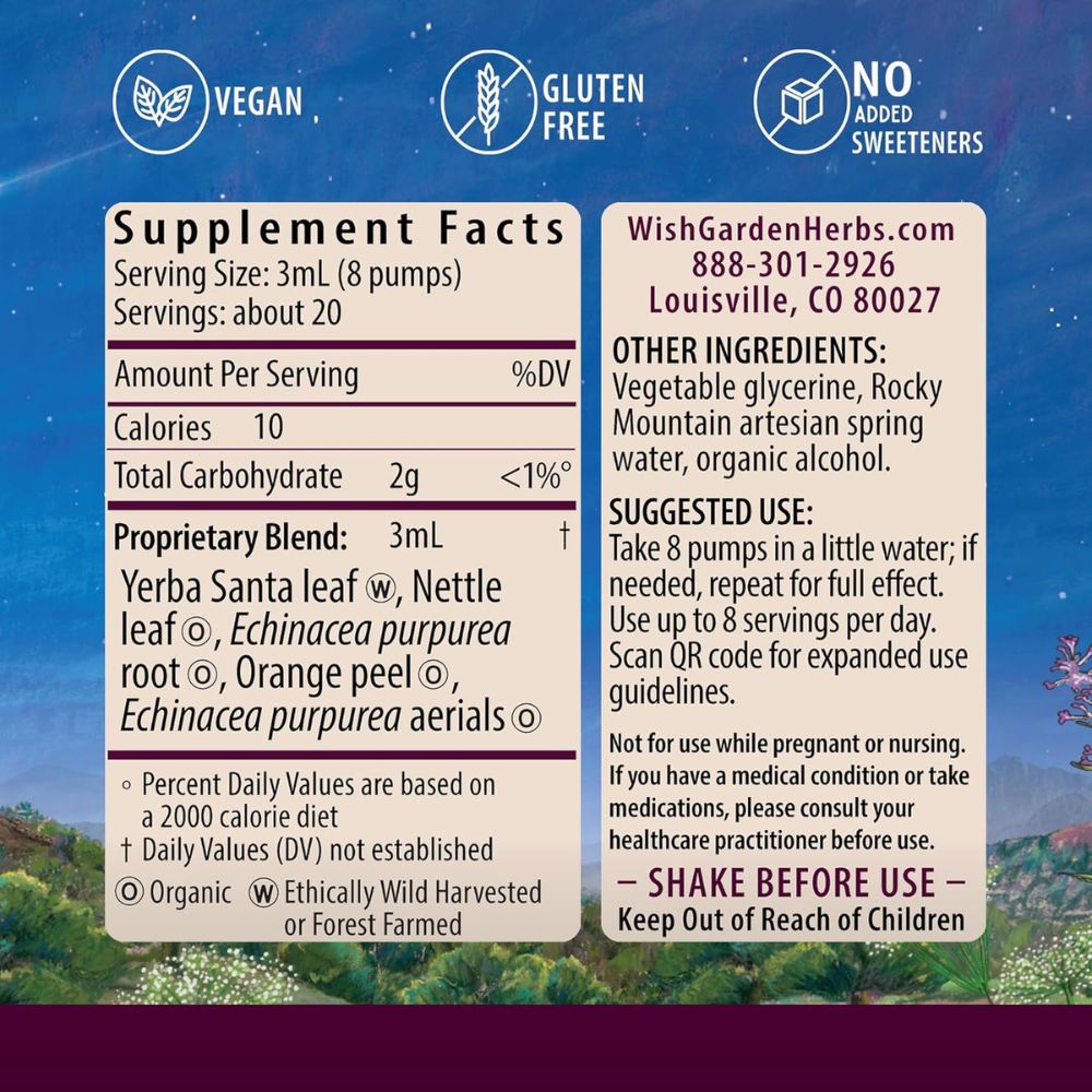 WishGarden Kick-Ass Allergy – Fast-Acting Liquid Herbal Allergy Relief | WishGarden Herbs 2 oz.
