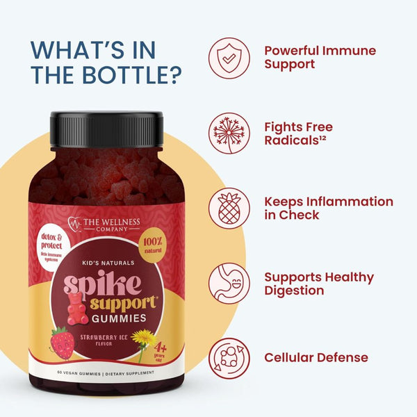 The Wellness Company Kids Spike Support Gummies – Daily Immune & Detox Support for Children - 60 Count