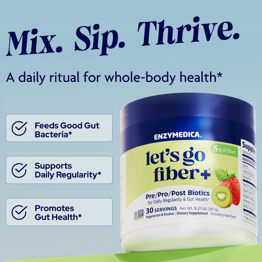 Enzymedica Let’s Go Fiber+ – Strawberry Kiwi (30 Servings)