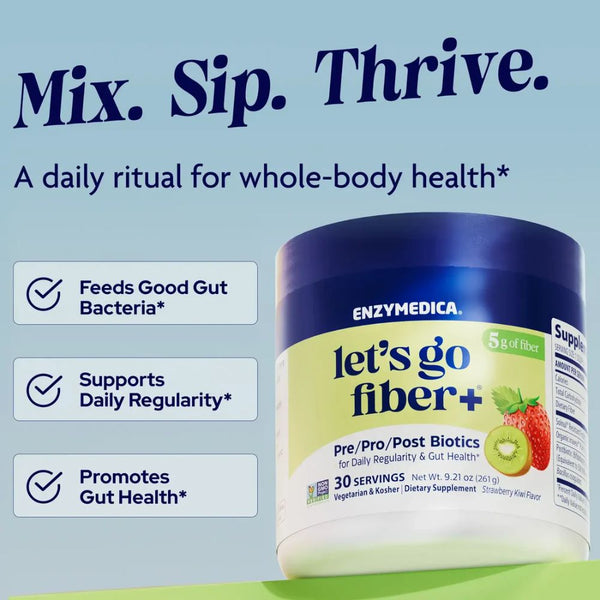 Enzymedica Let’s Go Fiber+ – Strawberry Kiwi (30 Servings)