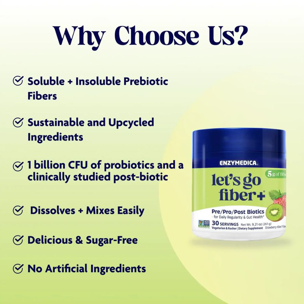 Enzymedica Let’s Go Fiber+ – Strawberry Kiwi (30 Servings)