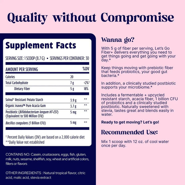 Enzymedica Let’s Go Fiber+ – Tropical (30 Servings)