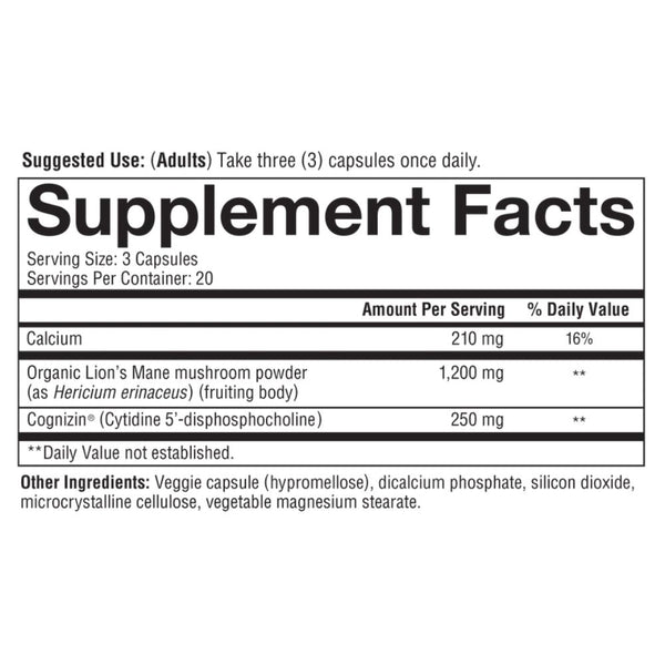Youtheory Lion's Mane + Cognizin 60 VegCaps