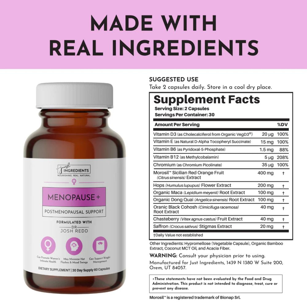 Just Ingredients Menopause + Postmenopausal Support - 60 Capsules