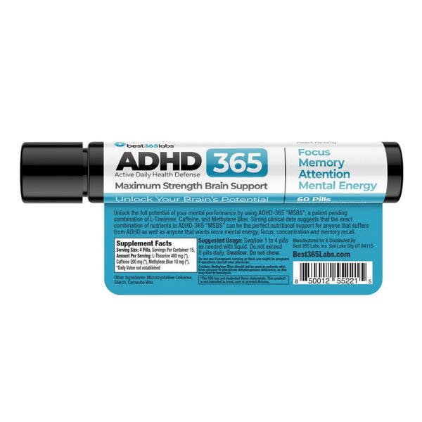 Best 365 Labs Methylene Blue - ADHD 365 Active Daily Health Defense Maximum Strength Brain Support - 60 Tablets