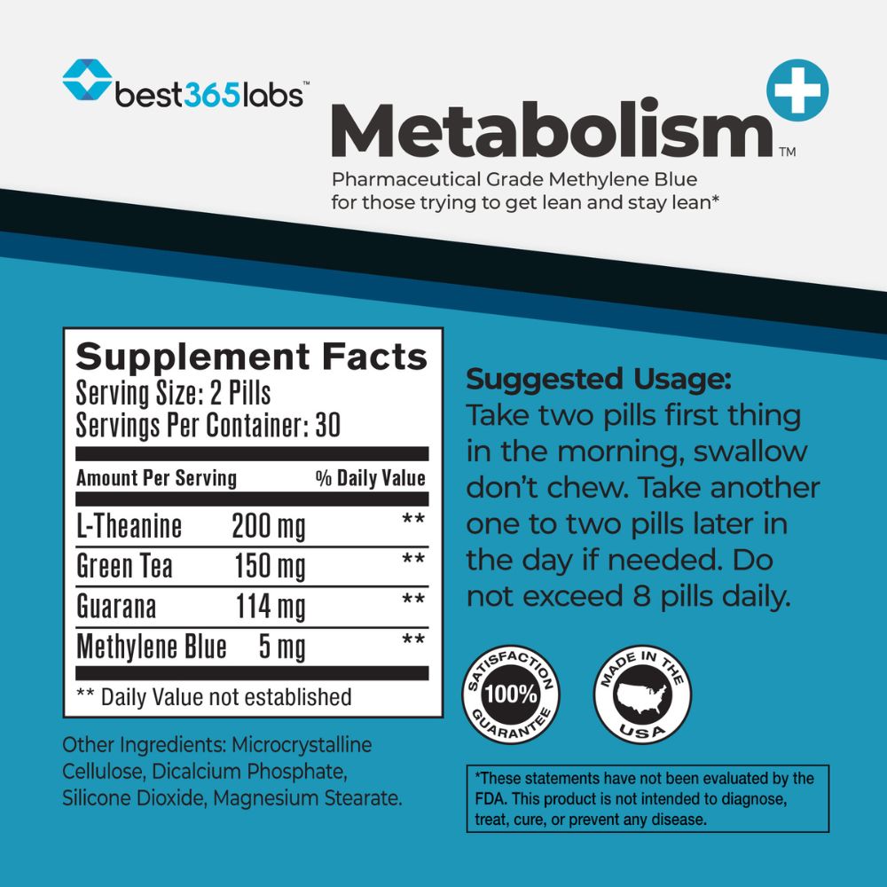 Best 365 Labs Methylene Blue - Metabolism + - 60 Tablets