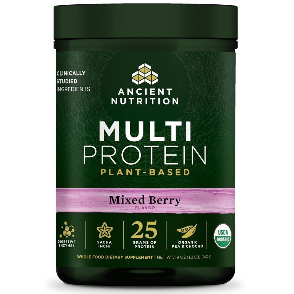 Ancient Nutrition Multi Protein Powder – Plant-Based Mixed Berry 19oz