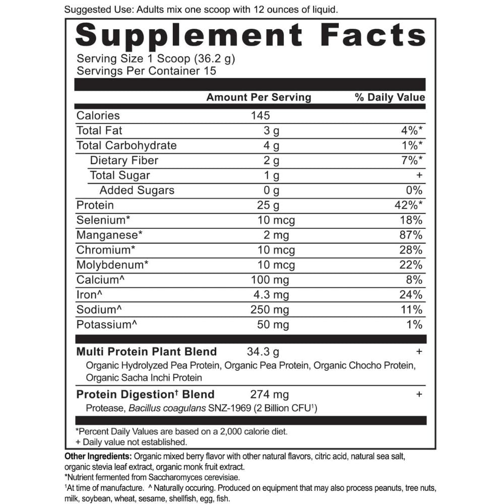 Ancient Nutrition Multi Protein Powder – Plant-Based Mixed Berry 19oz