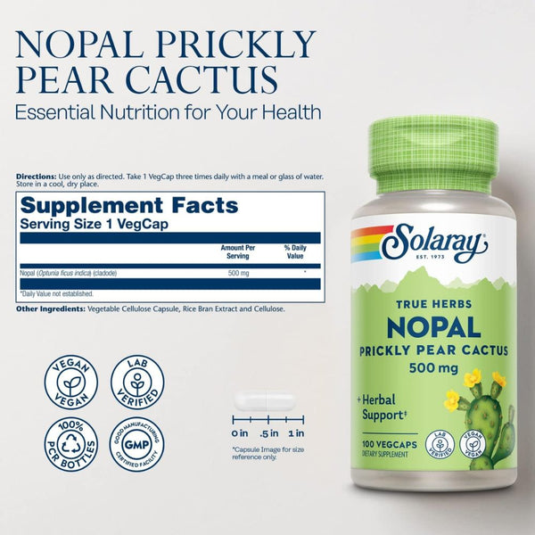 Solaray Nopal (Prickly Pear Cactus) 500 mg – 100 VegCaps