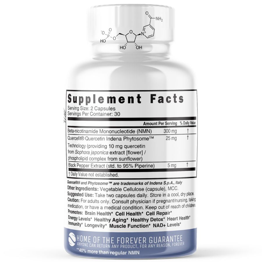 Nutri NMN+ 300mg Nicotinamide Mononucleotide with Quercefit & Black Pepper 60ct