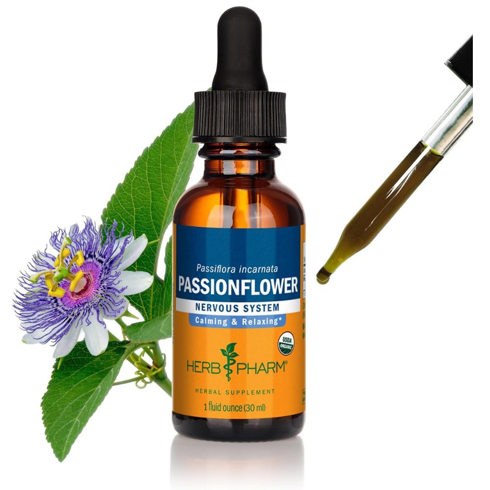 Herb Pharm Certified Organic Passionflower Extract – Calming Support for Mild & Occasional Anxiety (1 oz)
