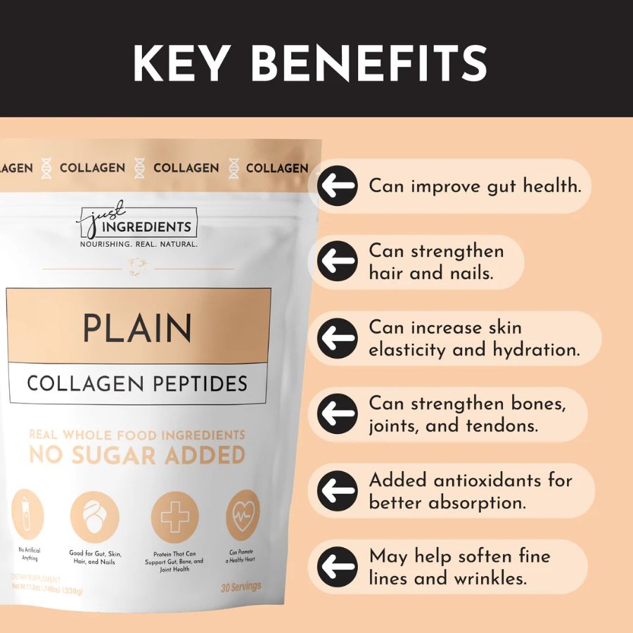 Just Ingredients Plain Collagen Peptides - 30 Servings