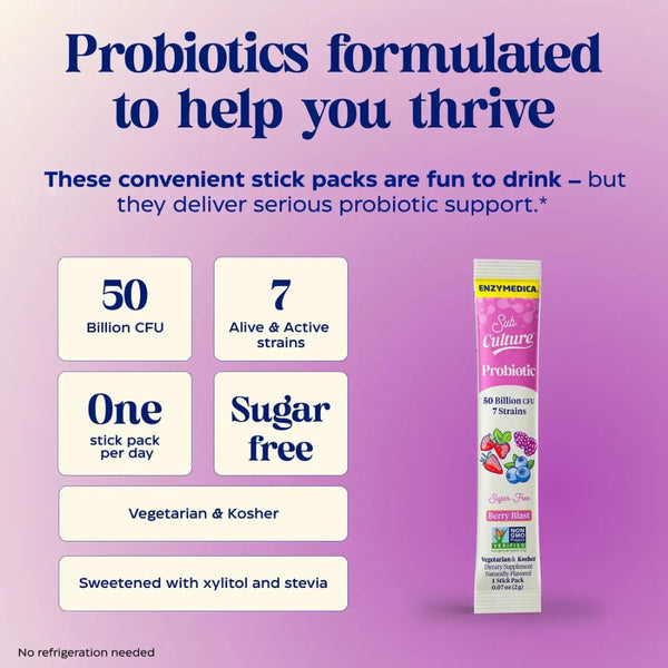 Enzymedica Subculture Probiotic Stickpacks - Berry Blast 20 stick