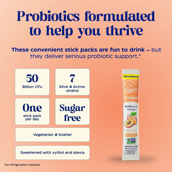 Enzymedica Subculture Probiotic Stickpacks - Peach Bliss 20 stick
