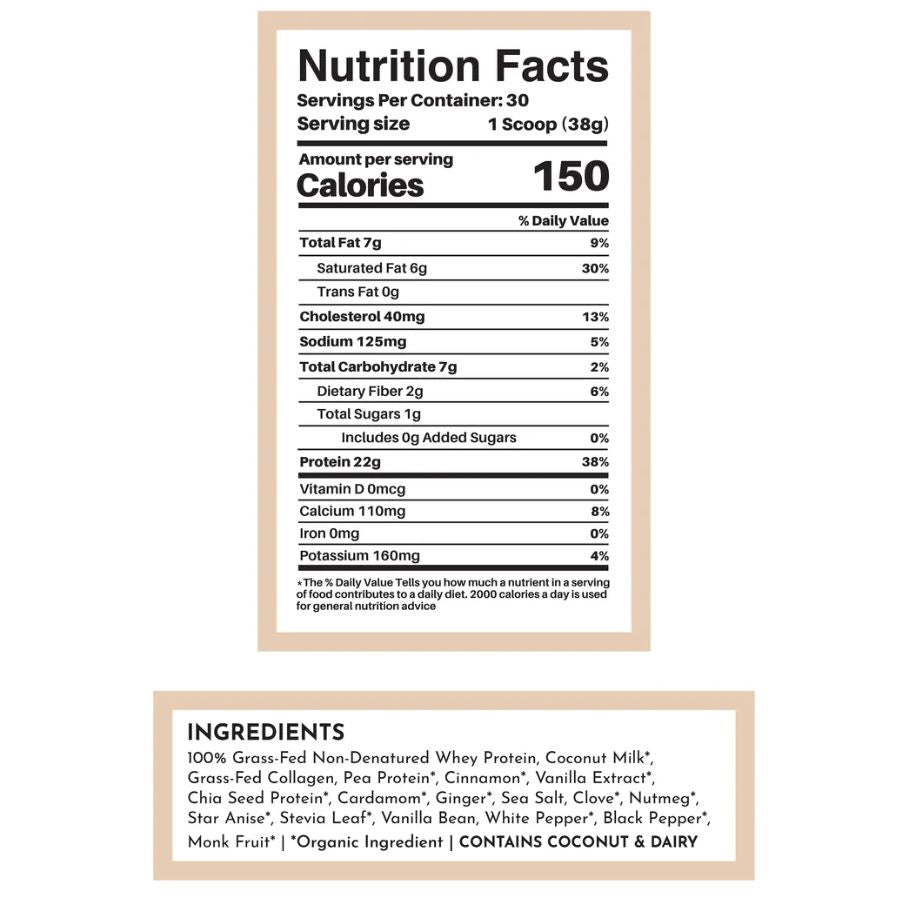 Just Ingredients Protein Powder - Chai - 30 Servings