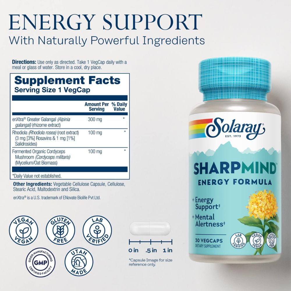 Solaray SharpMind Energy - 30 VegCaps