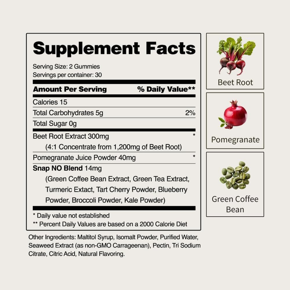 Snap Supplements Heart Beets Gummies 60 Count