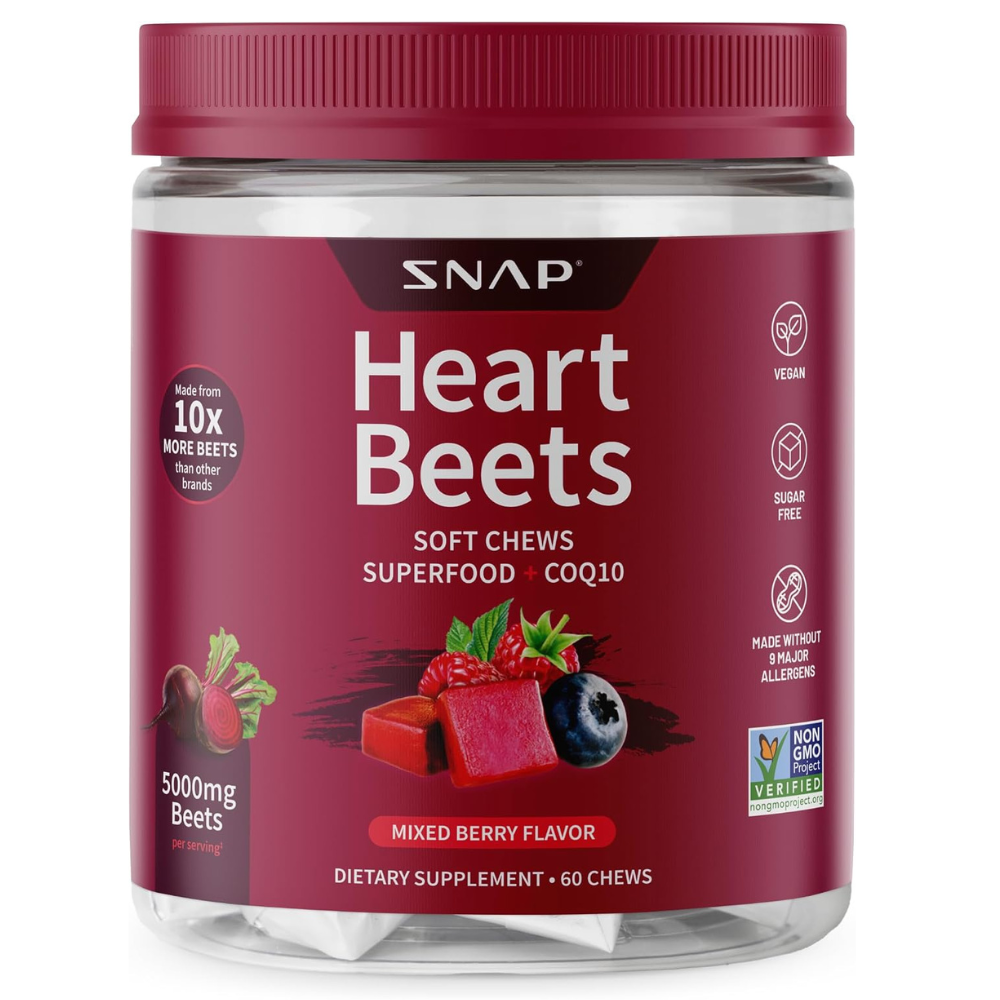 Snap Supplements Heart Beets Chews Mixed Berry 60 Count