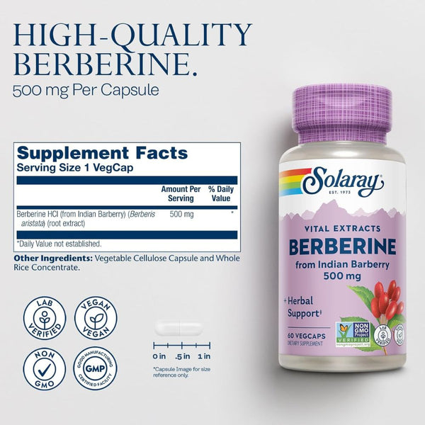 Solaray Berberine 500mg 60 Capsules