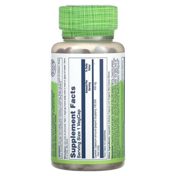 Solaray Cayenne 100,000 HUs - 450 mg - 100 VegCaps