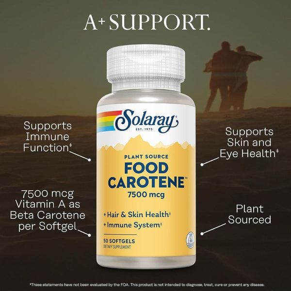 Solaray Food Carotene 7,500 mcg (25,000 IU) Beta Carotene and Vitamin A Complex 50 Softgels