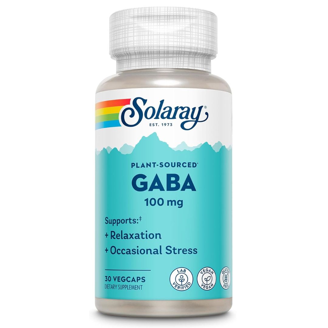 Solaray Plant-Sourced GABA – 100 mg Natural Relaxation / Stress Support  - 100 mg -30 VegCaps