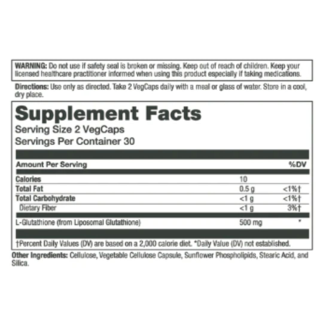 Solaray Glutathione – Liposomal Antioxidant Support for Liver, Immune & Detox Health 500 mg 60 VegCaps