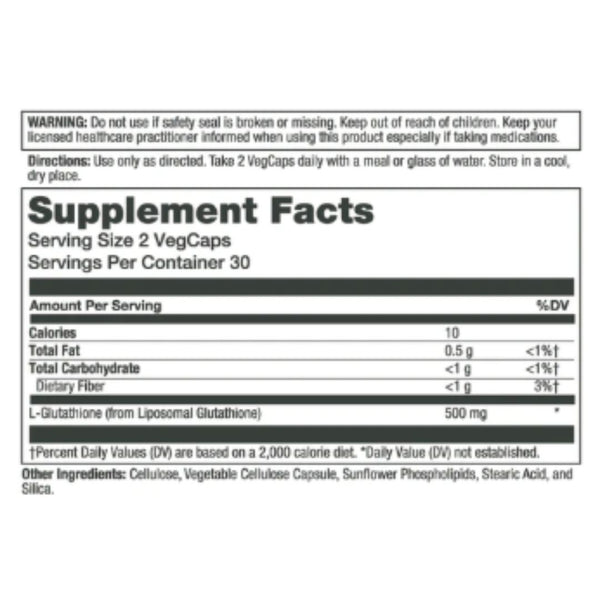 Solaray Glutathione – Liposomal Antioxidant Support for Liver, Immune &amp; Detox Health 500 mg 60 VegCaps