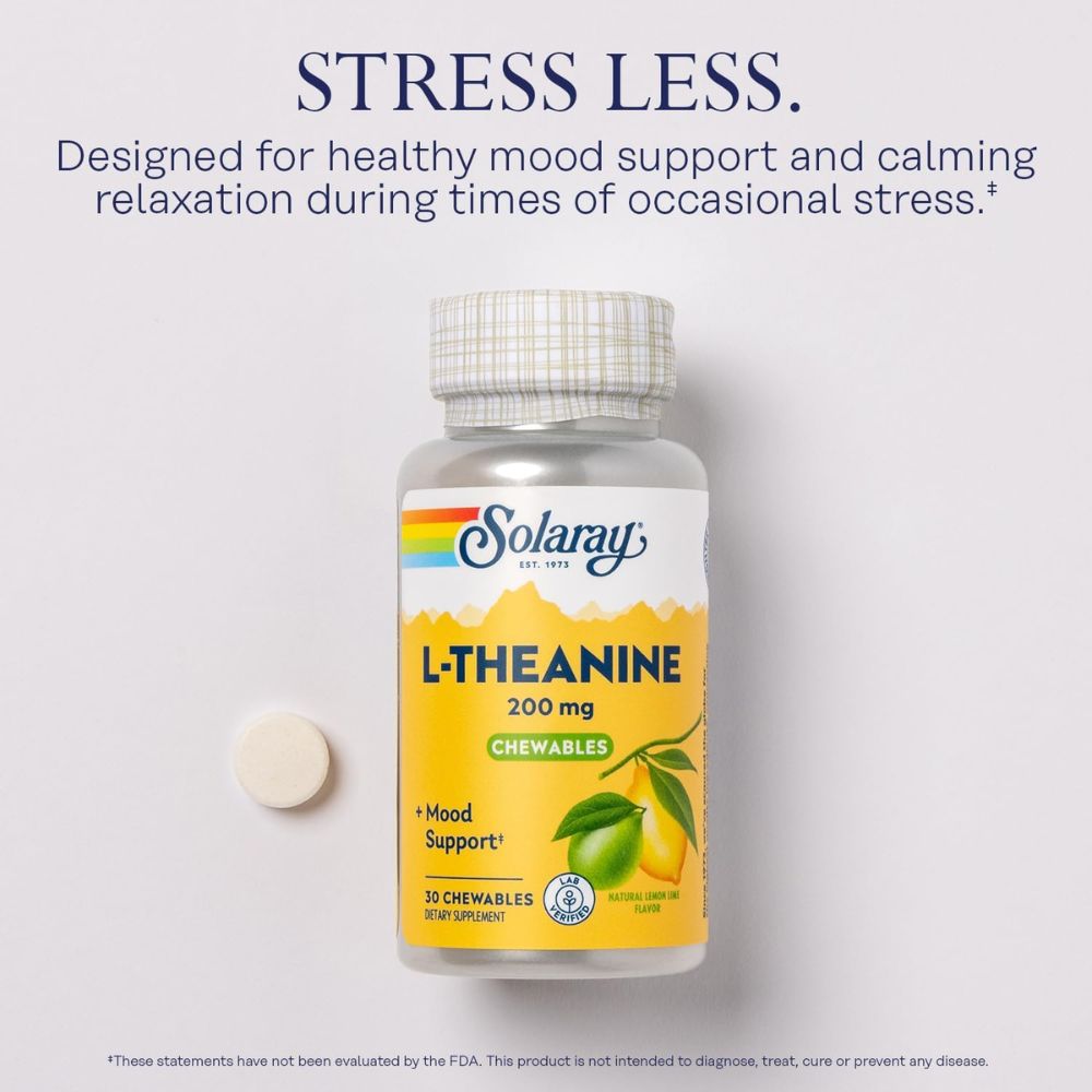 Solaray L-Theanine Lemon Lime - 200 mg - 30 Chewables