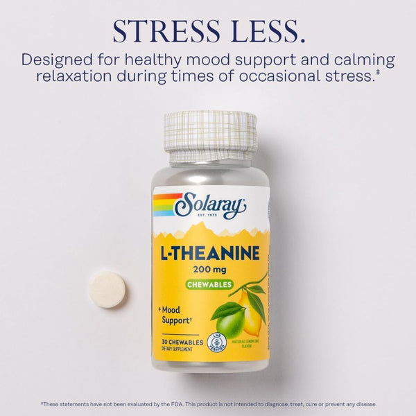 Solaray L-Theanine Lemon Lime - 200 mg - 30 Chewables