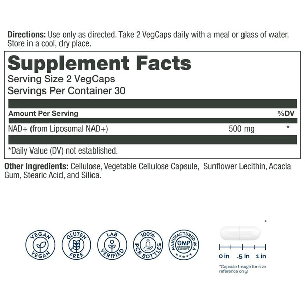 Solaray Liposomal NAD+ Cellular Energy &amp; Healthy Aging Support 30 Servings