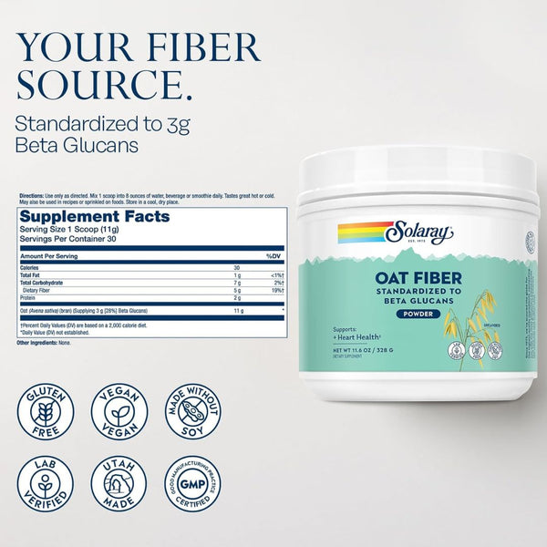 Solaray Oat Fiber – With Beta Glucans - 11.6 Ounce