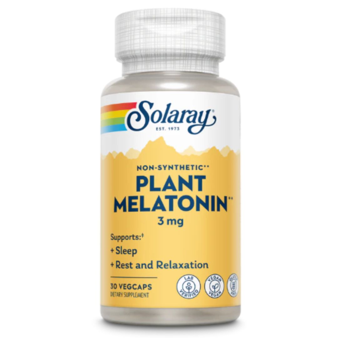 Solaray Plant-Based Melatonin – Natural Sleep Support - 3 mg - 30 VegCaps
