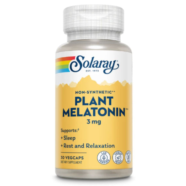 Solaray Plant-Based Melatonin – Natural Sleep Support - 3 mg - 30 VegCaps