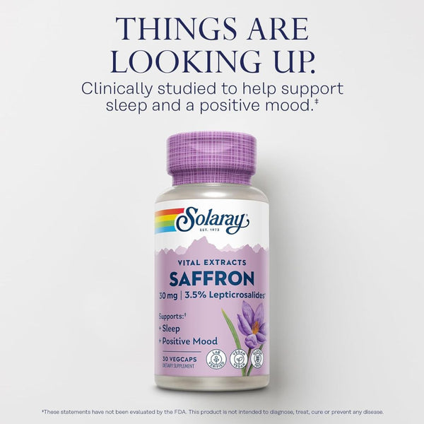 Solaray Saffron – Clinically Studied Mood & Sleep Support - 30 mg - 30 VegCaps
