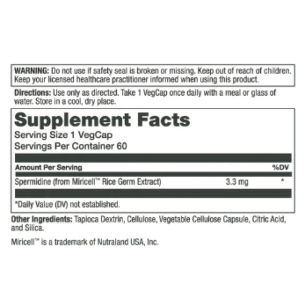 Solaray Spermidine Supplement – Cellular Renewal &amp; Healthy Aging Support 3.3 mg 60 VegCaps