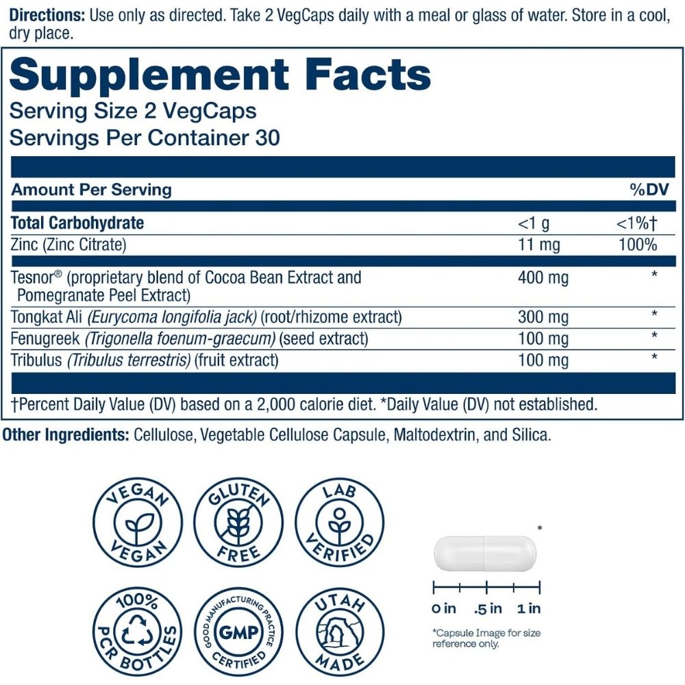 Solaray Testosterone Support – Men’s Hormone & Muscle Health Formula 60 VegCaps
