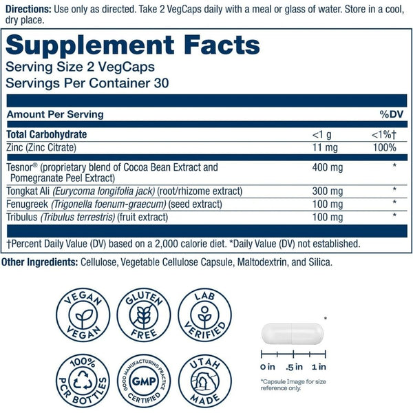 Solaray Testosterone Support – Men’s Hormone & Muscle Health Formula 60 VegCaps
